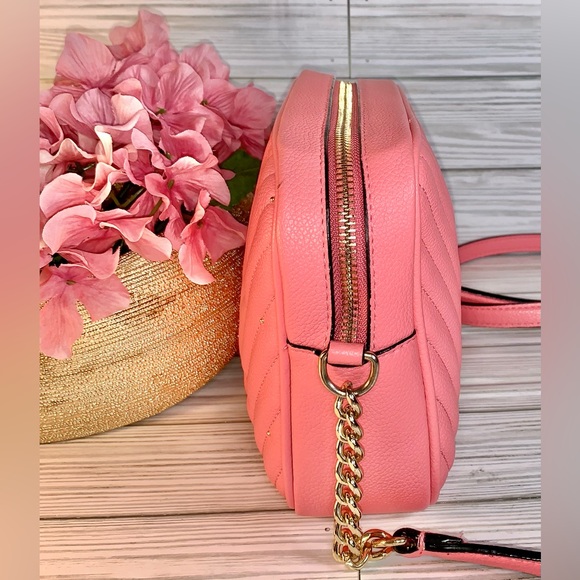 SoldVictorias Secret Matching Crossbody Handbag & Bifold Keychain Wallet Salmon - Picture 2 of 14